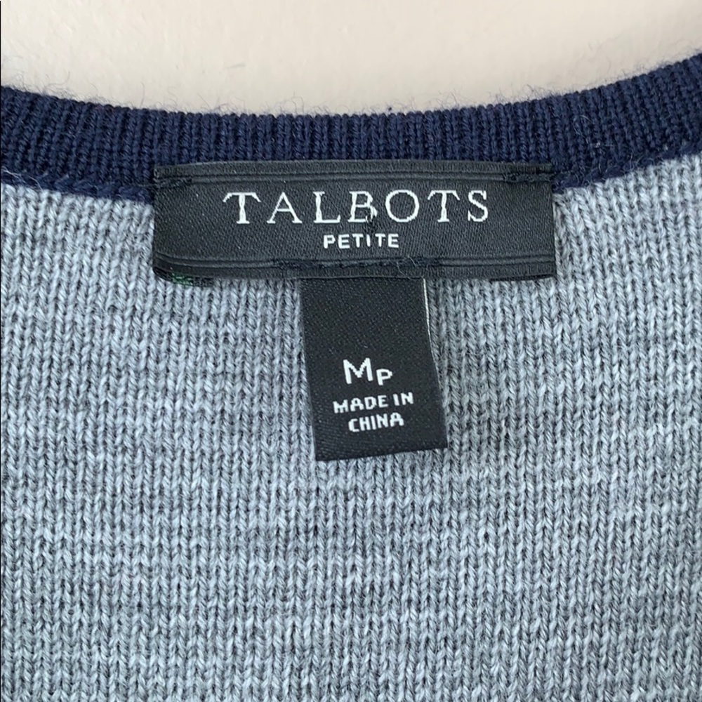 🦋 Talbots navy and gray long colorblock cardigan, size MP - Picture 3 of 7